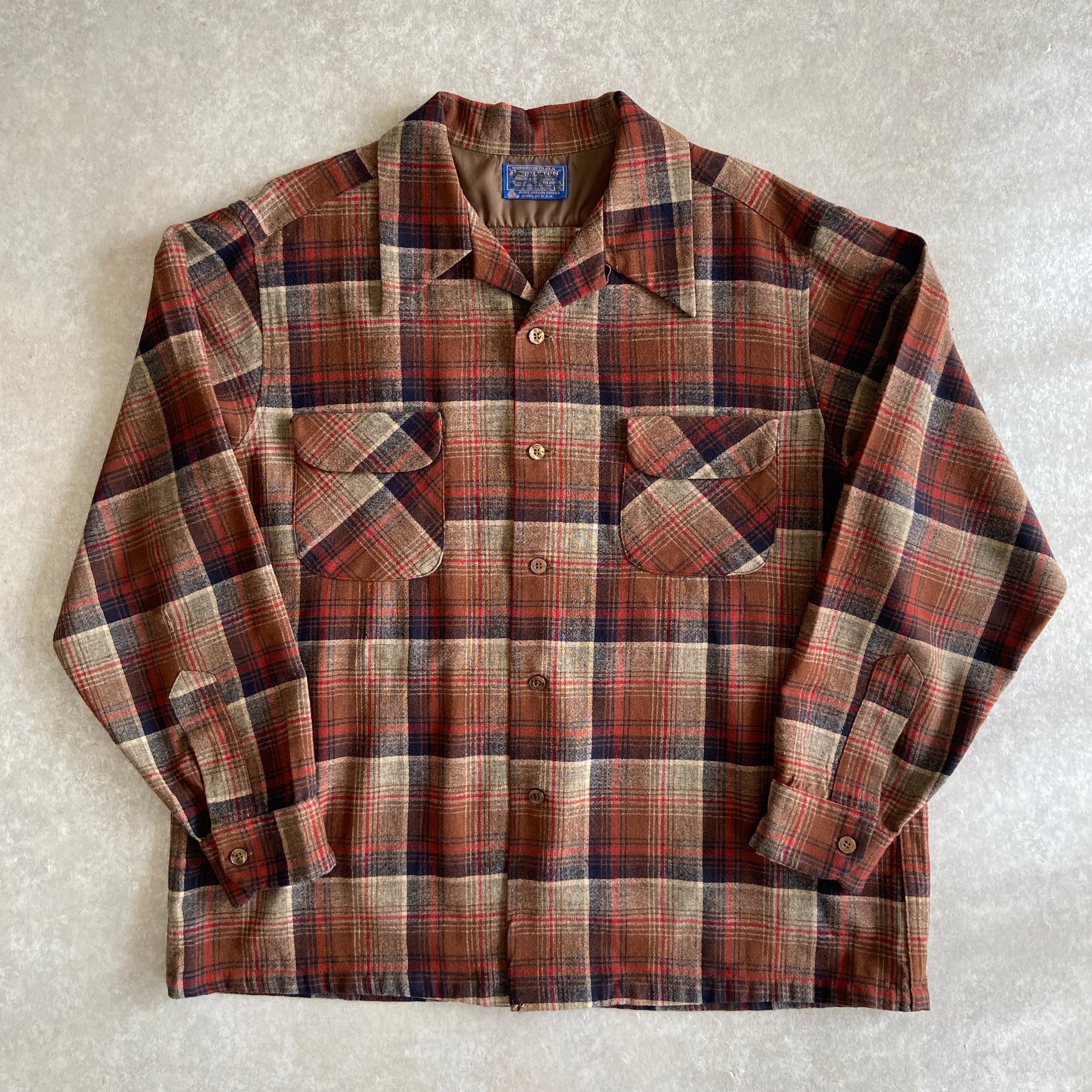 1970s PENDLETON Wool Check Shirt XL Made in USA H686