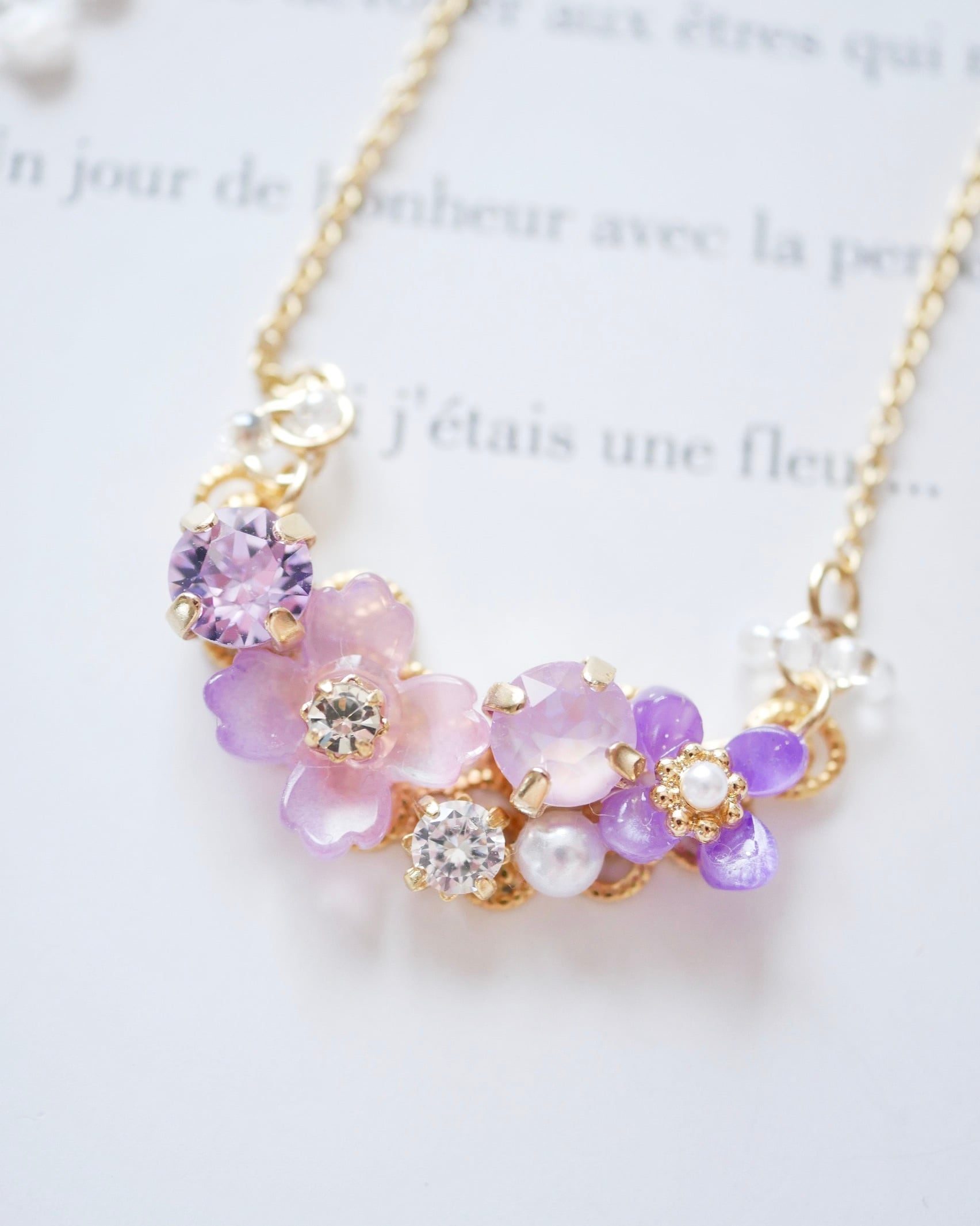 8506 フルールビジューネックレス | Amooo
