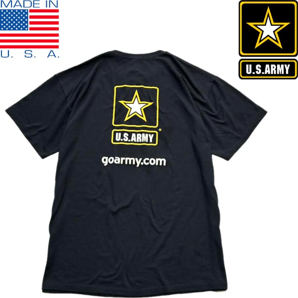 1点物◇USA製アメリカ軍US Army黒バックプリントTシャツ古着メンズXL