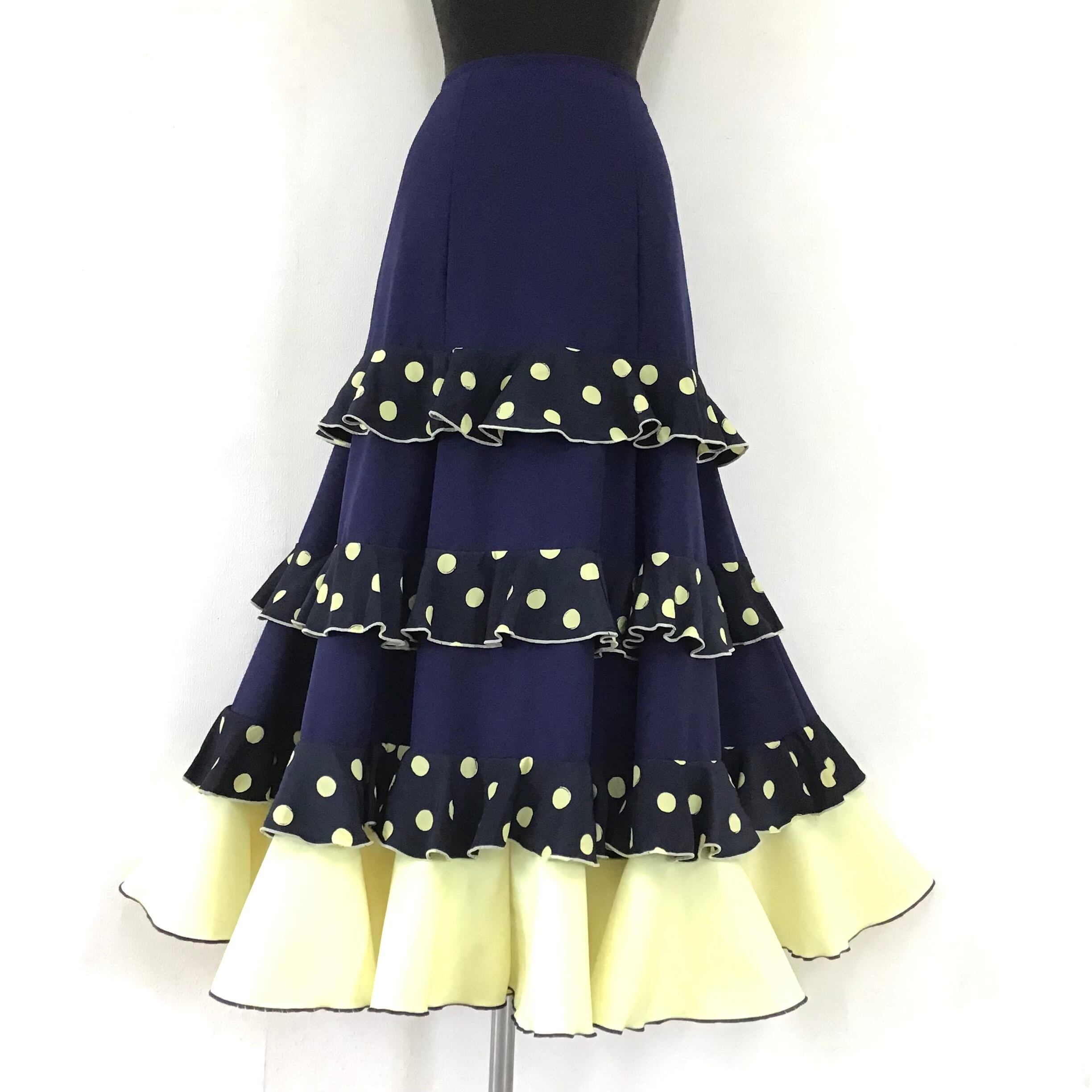 美品 フラメンコ衣装】スカイブルー×水玉 アトリエ貴美恵 ドレス