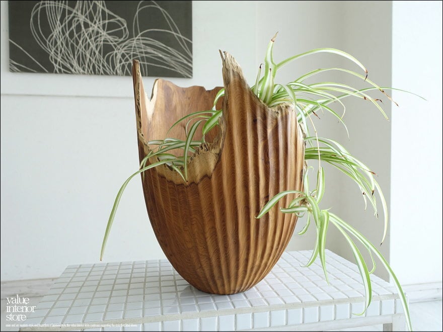 手作り 屋久島 プランツボウル プランターカバー 火鉢 切り株 美品 木彫り 植木鉢 プラスチック おしゃれ 通販 鉢カバー 鉢 4号 プランター 小型