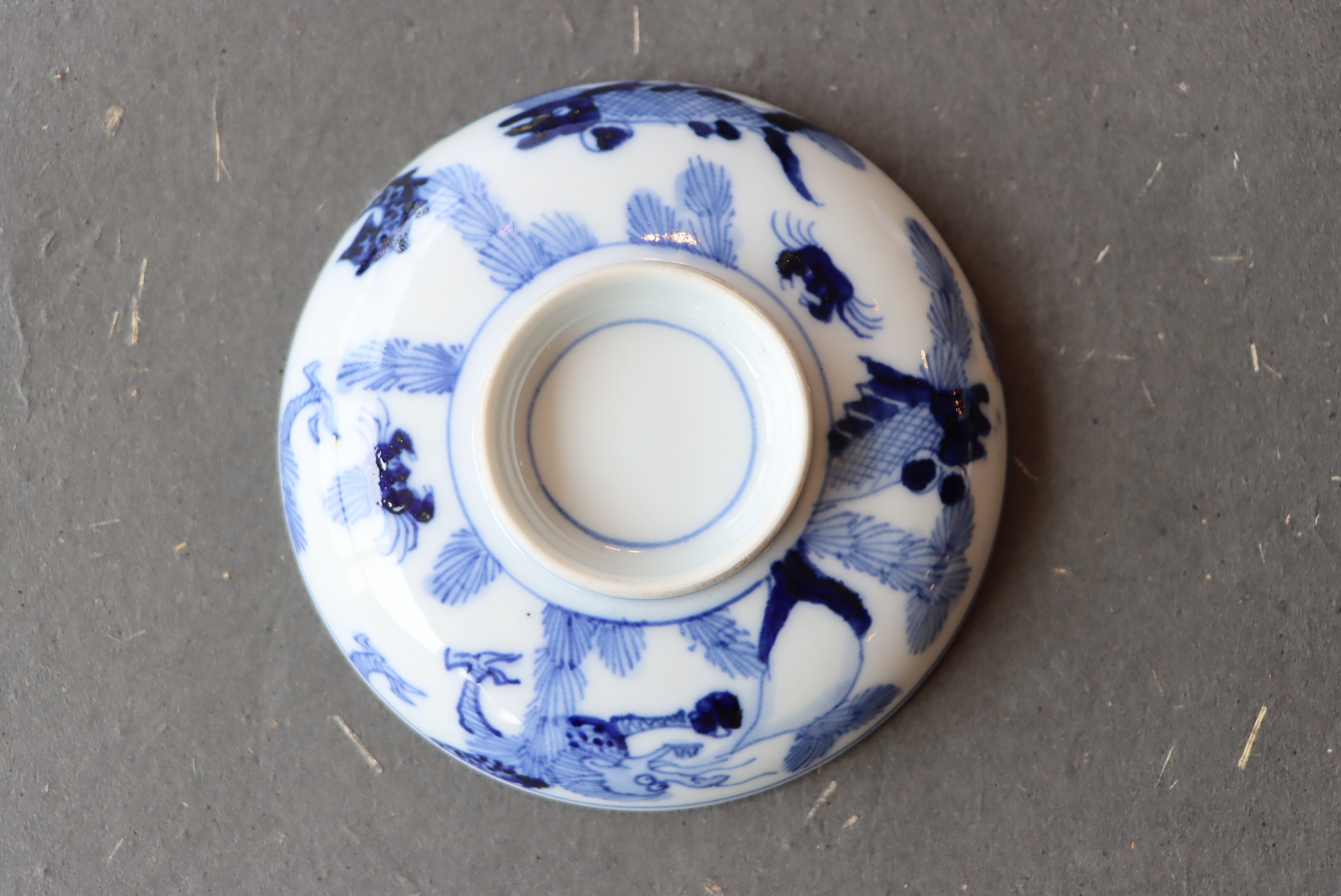 九谷焼 染付 龍魚蟹文 蓋茶碗/Kutani covered bowl | (有)新原美術