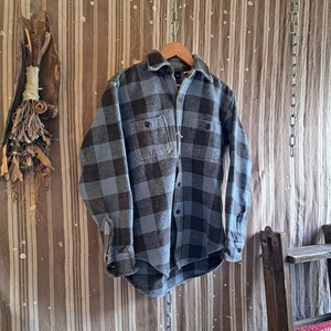 90's 中国製 猫目ボタン フランネルシャツ used [501012]