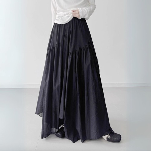 Asymmetrical hemline tiered skirt【2color】 C1098