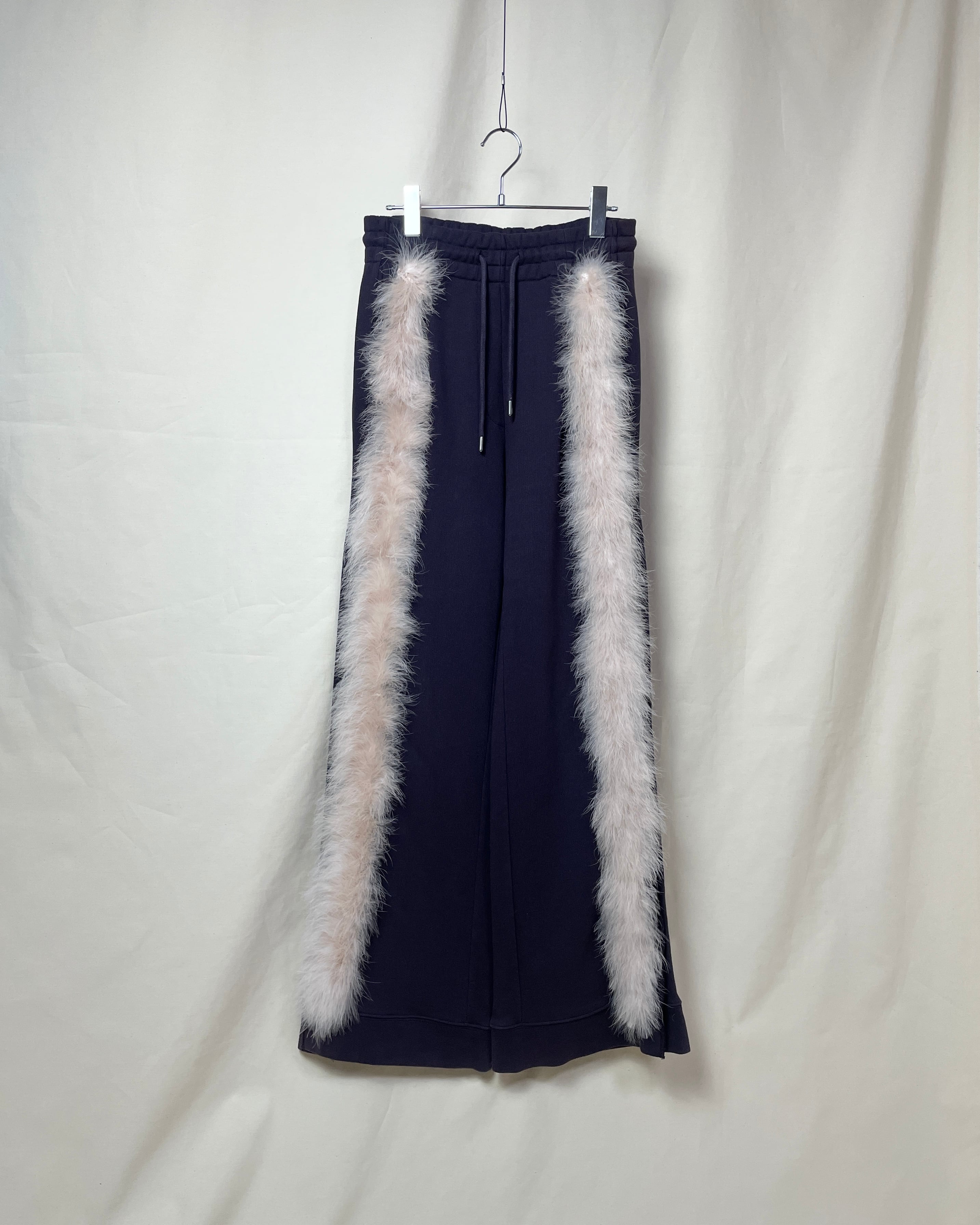 F/W2021 Dries Van Noten - Feather Trimmed Sweatpants