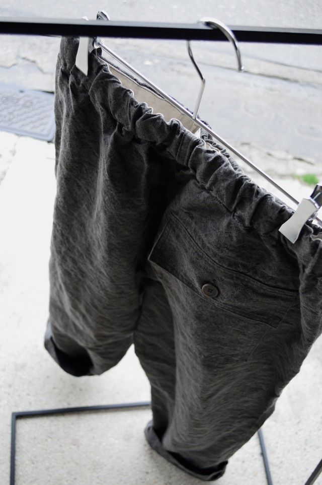 SEUVAS WASHI+LINEN Wide Painter Pants Dyed "BINCHOTAN" ソウバス 和紙 リネン ワイドペインターパンツ