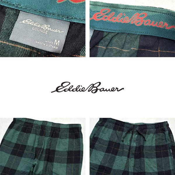 (古着)90s eddie bauer ワイドリネンスラックス パンツ 柄 メンズ 90s Eddie Bauer リネン スラックス チェック ワイド 古着