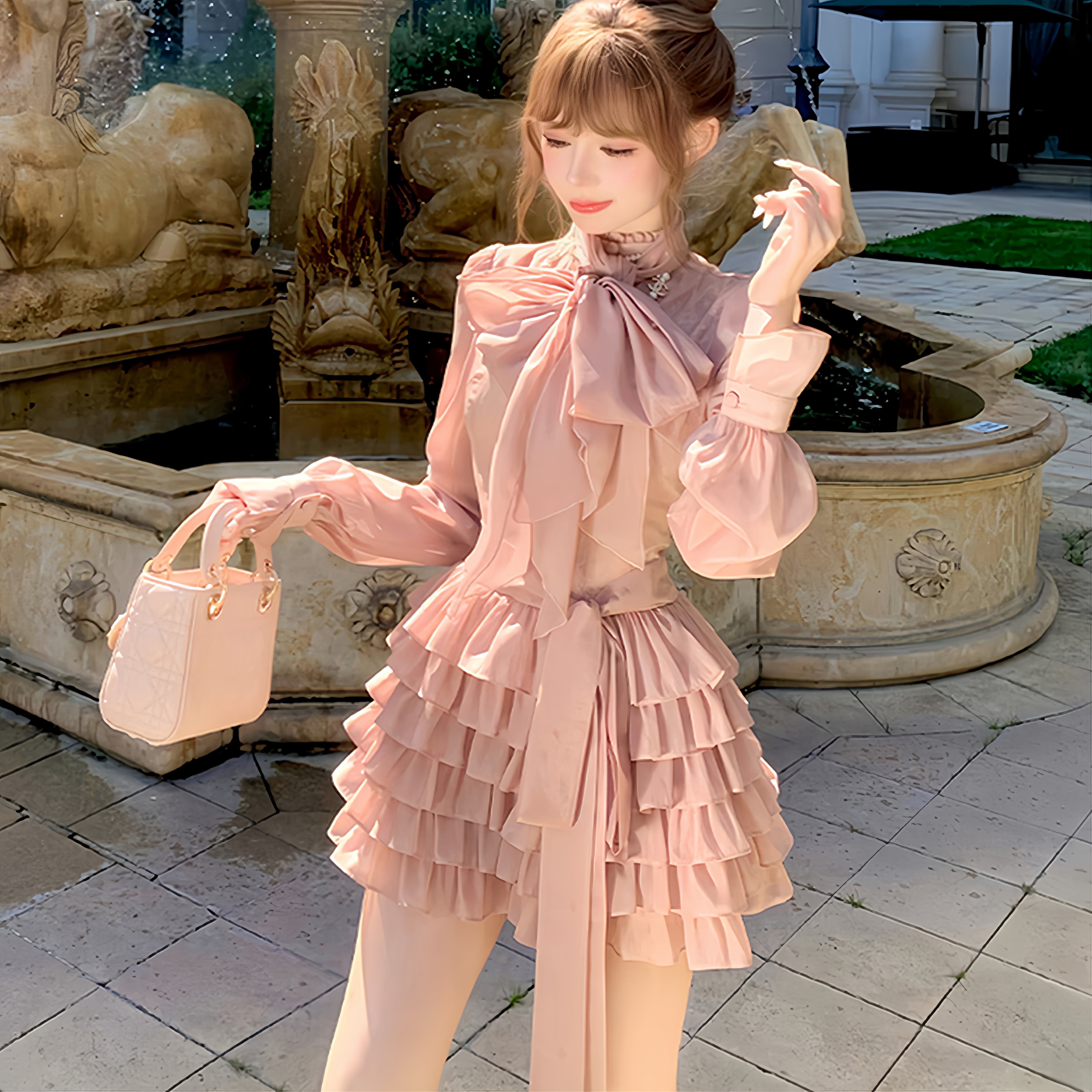 dress】ビッグリボンティアードミニワンピース N3326 | nanastyle