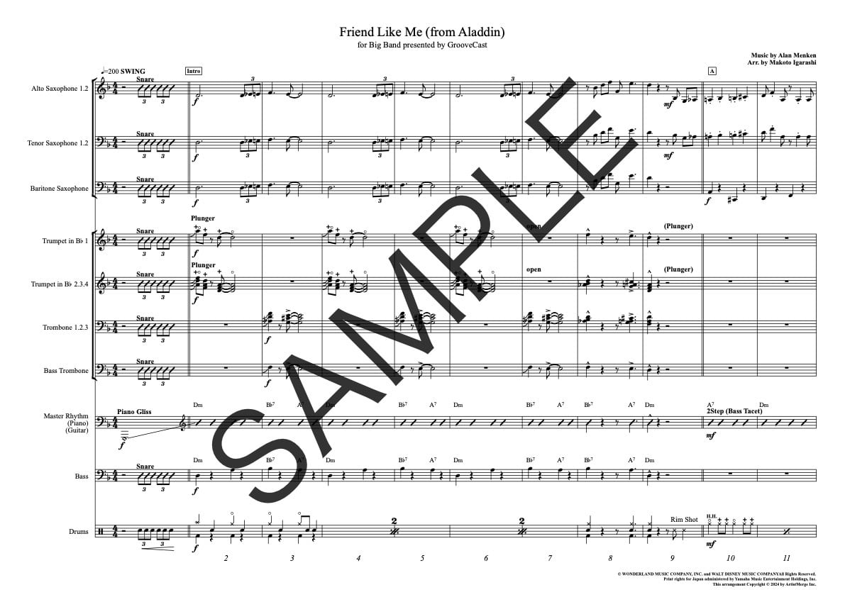 Friend Like Me (from Aladdin)」ビッグバンド用楽譜 | GrooveCast