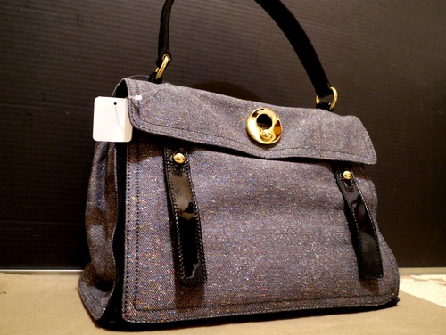 限定品◆YSL イヴサンローラン MUSE TWO ミューズトゥ ツィードxレザー ハンド バッグ 灰◆ 現行のサンローランでも大人気のミューズトゥ♪