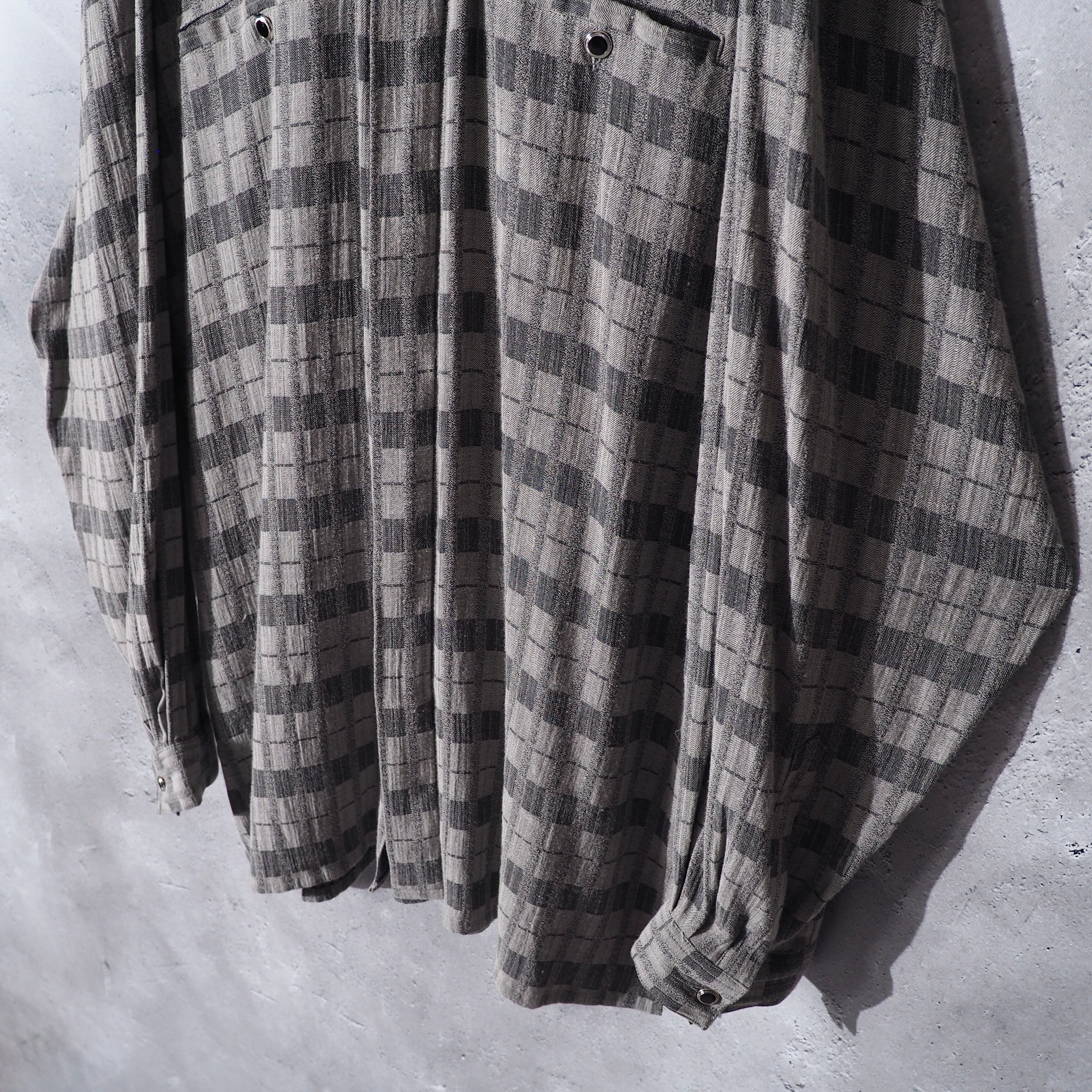 1970s gradation check weaving flying wing loose shirt