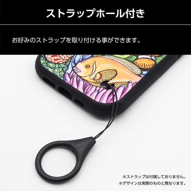 【iPhone耐衝撃グリップケース】イルカの親子