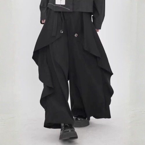Layered drape wide pants C1445