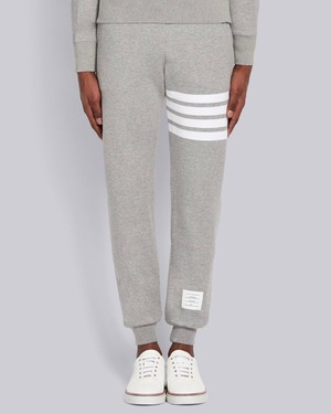 【THOM BROWNE】ライトグレー コットン ループバックニット エンジニアード 4BAR スウェットパンツ