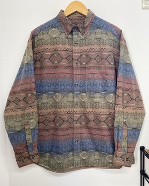 90sCabela's Heavy Flannel Native Pattern Print BD Shirt/L