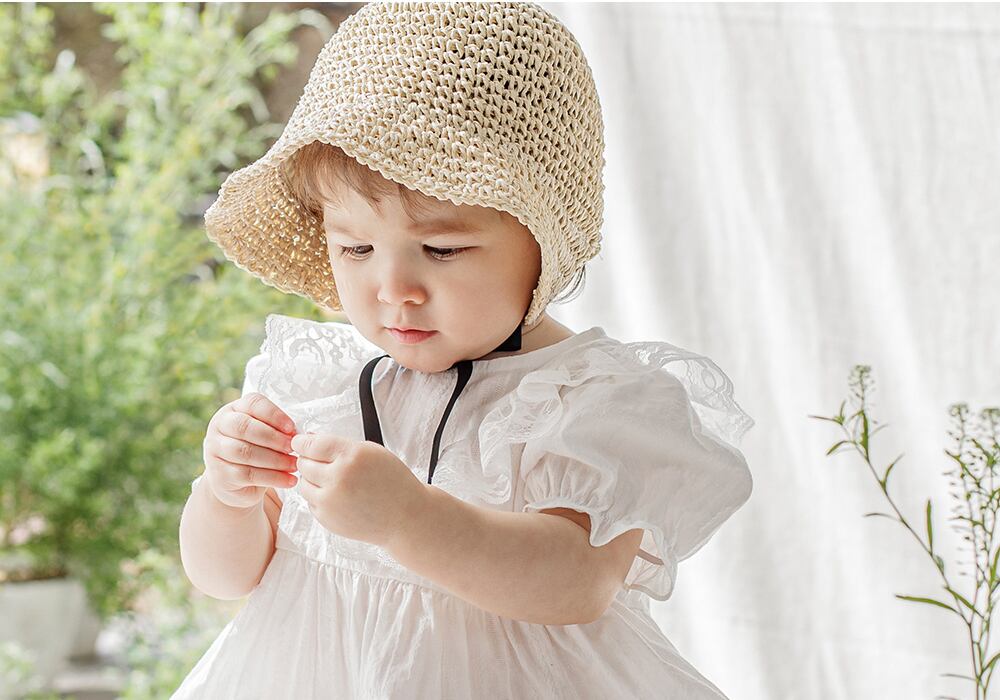BABY/KIDS】【即納あり】麦わら帽子ボンネット【yo-25sm03234】 | LUCKIDS