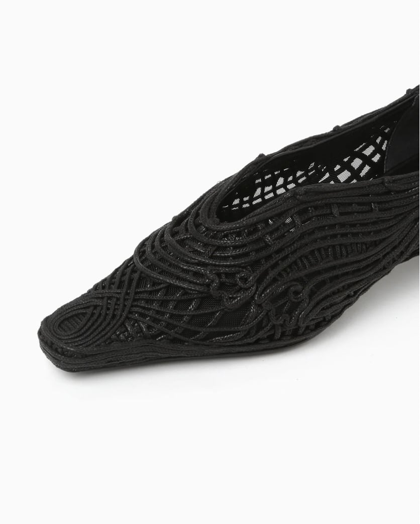 23SS】Mame Kurogouchi マメクロゴウチ / Cord Embroidery Egg Heel  