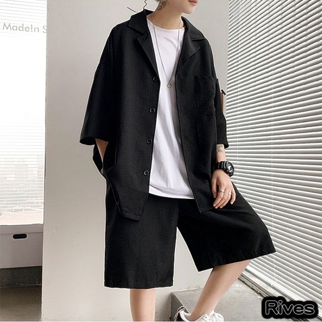 セットアップ メンズ 半袖 シャツ 羽織り オルチャン 黒 ブラック グレー 灰色 ボトムス ハーフパンツ ズボン 代 韓国ストリート 韓国ファッション ストリート系 リーブス 服 Rives カジュアル 韓国カジュアル 夏 Rives セットアップ メンズ 半袖 シャツ 羽織り オルチャン 黒 ブラック グレー 灰色 ボトムス ハーフパンツ ズボン 代 韓国ストリート 韓国ファッション ストリート系 リーブス 服 Rives カジュアル 韓国カジュアル 夏 Rives