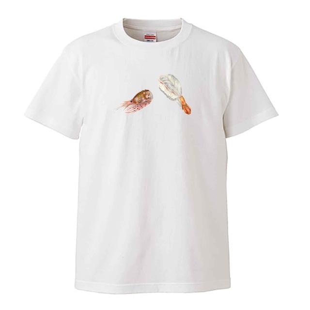 ボタン海老のお寿司 / Tシャツ / あべみちこ /  -WHITE-