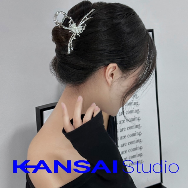 【KANSAIシリーズ】★髪飾り★ ヘアクリップ レディースアクセサリー 小物 シルバー 流行  大きめ まとめ髪