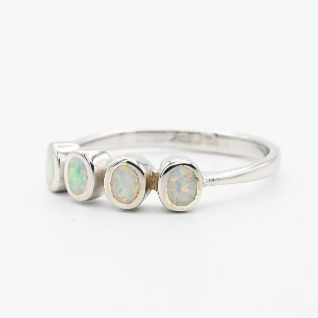 White Opal Inlay Continuous Circle Design Ring #17.0 / Denmark