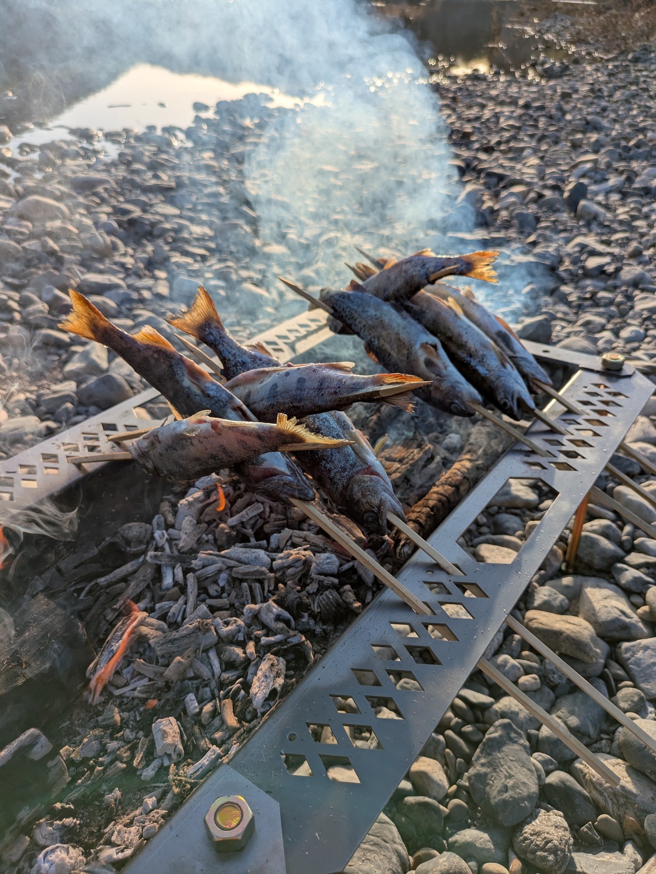 【ちょっとサビ有OUTLET】魚の串焼きができちゃう体験型焚き火台「野良グリル」キャンプ場常設・イベントにも　黒皮鉄　日本製 - 16