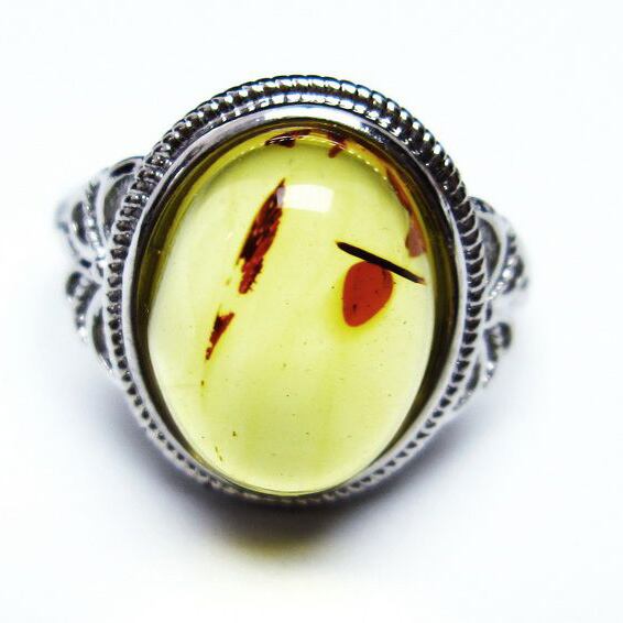 琥珀 アンバー リング 指輪 フリーサイズ 16号 一点物 [M便 1/20] 115-4822