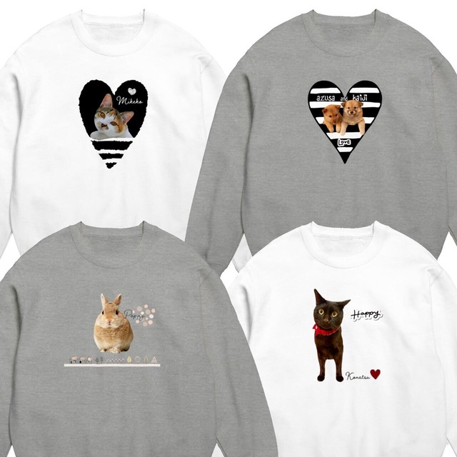 うちの子の写真で作るトレーナー（スウェットorパーカー）ペットの愛らしさをアピールできる一着を！