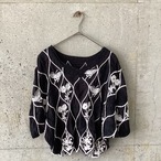 Black embroidered poncho-style top