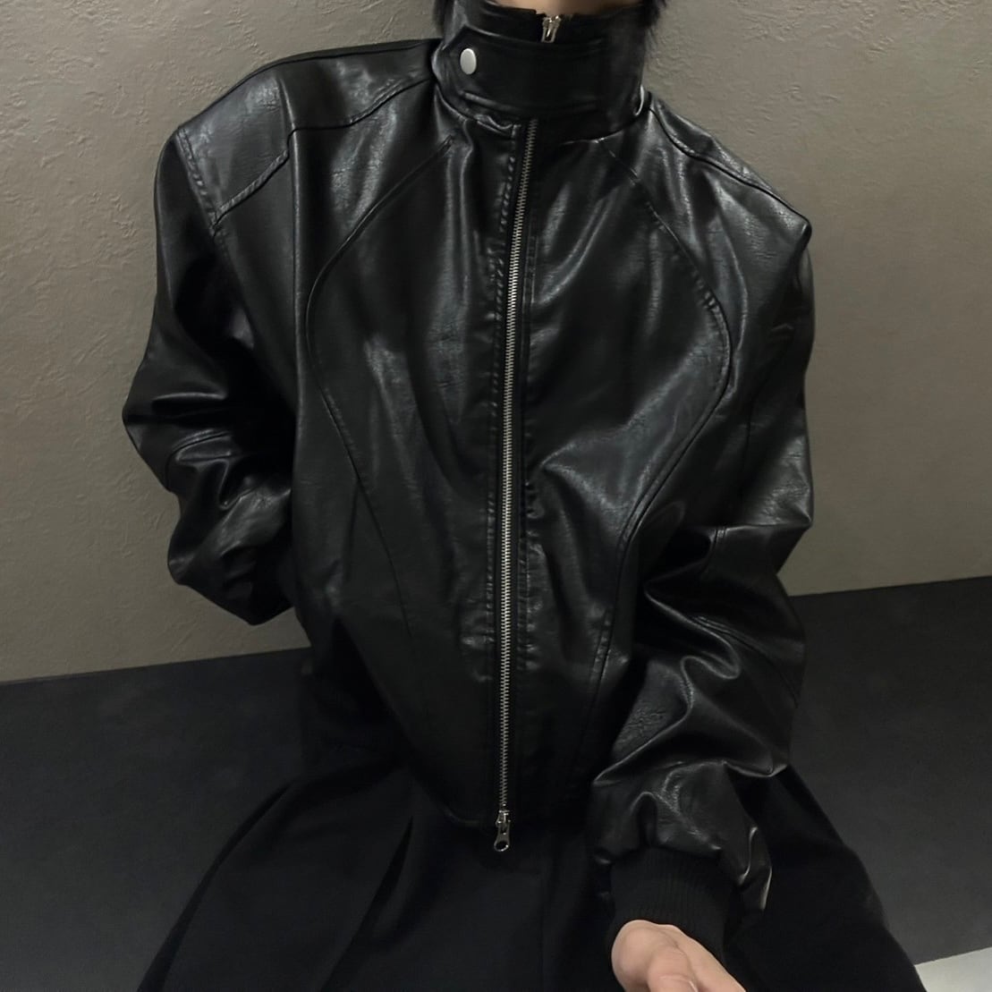 予約】RAN select Fake leather blouson | 韓国ファッション セレクト