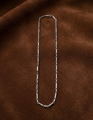 【Navajo】Leon Yazzie　Handmade Bar Link Silver Chain Necklace(約60㎝）