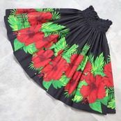 フラダンス 衣装 パウスカート ブラック系 ブルー系 リバーシブル ハイビスカス柄 カヒコ柄 鮮やか 華やか エレガント 上品 大人っぽい きれい かわいい 黒 赤 緑 青 ダンス衣装 レディース ハワイアン アロハ ハワイアンプリント ダンス レッスン 練習