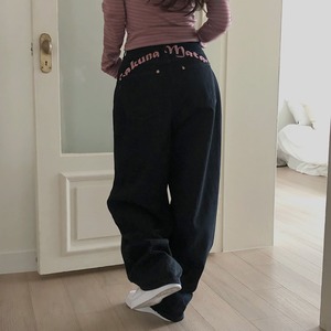 バック ロゴ 刺繍 バルーン デニム 3412593