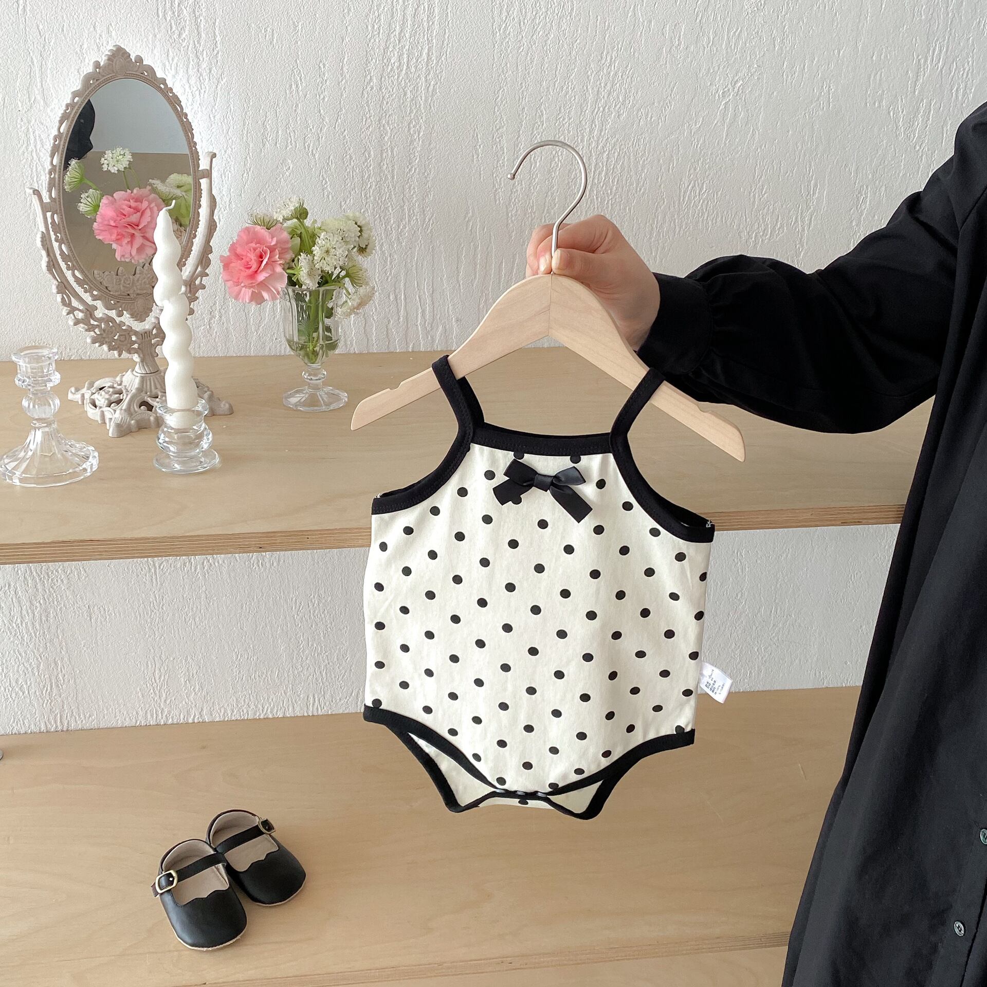 リボンドットキャミロンパース