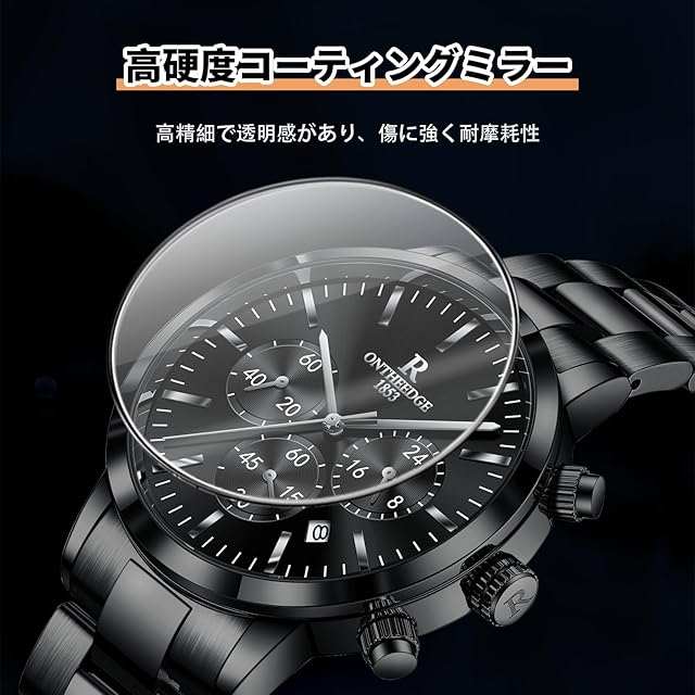 腕時計 メンズ 多機能クロノグラフ 実心ステンレスブレス 3気圧防水