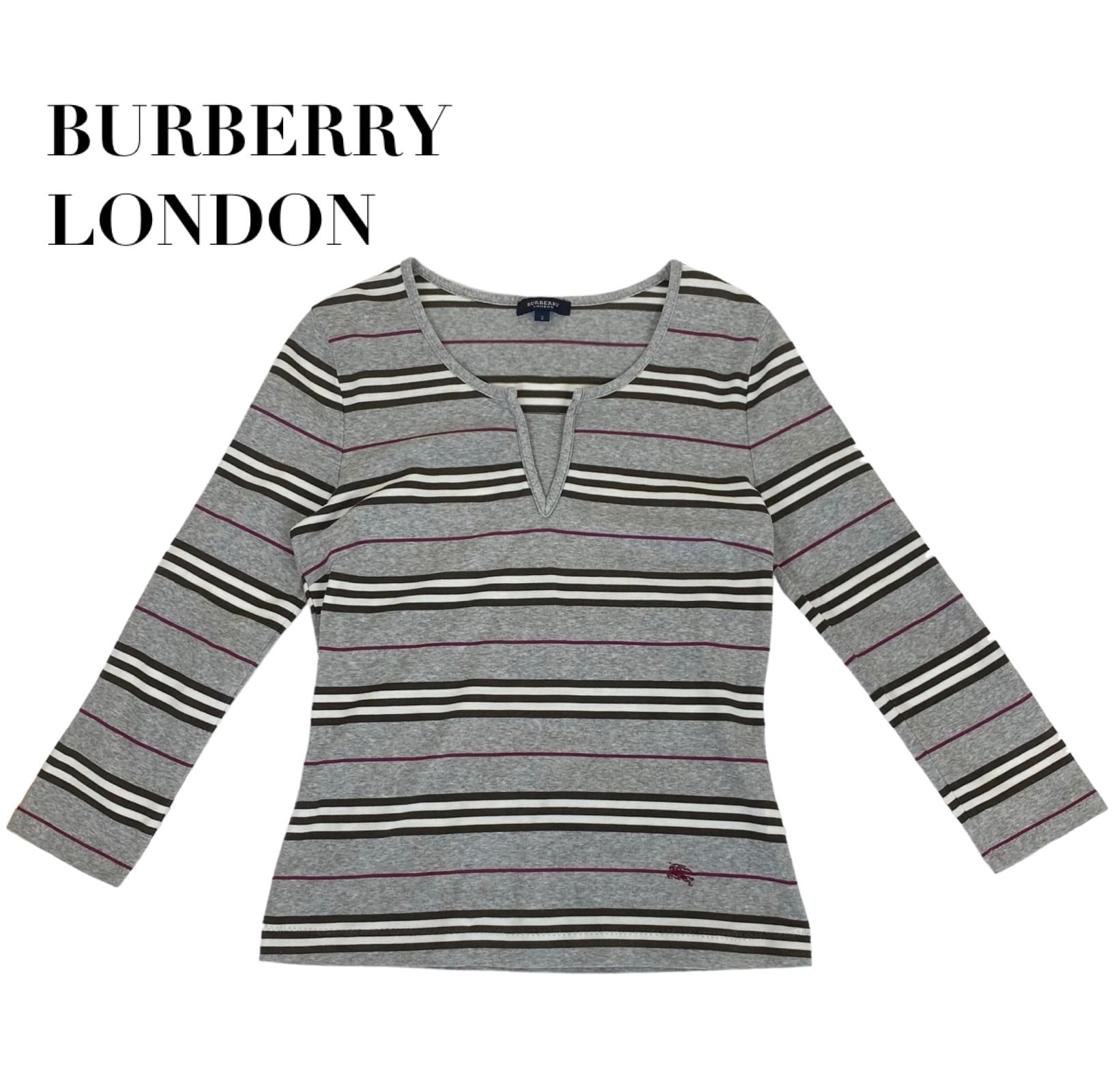 中古 バーバリーロンドン BURBERRY LONDON 七分袖 Tシャツ ボーダー柄