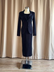 black pleated 3piece set with brooch-5201-9