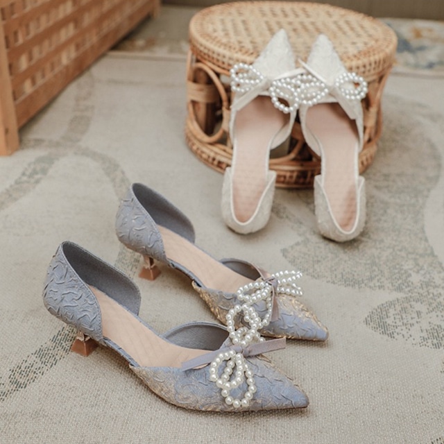 PEARL RIBBON PUMPS　22.0-25.0cm