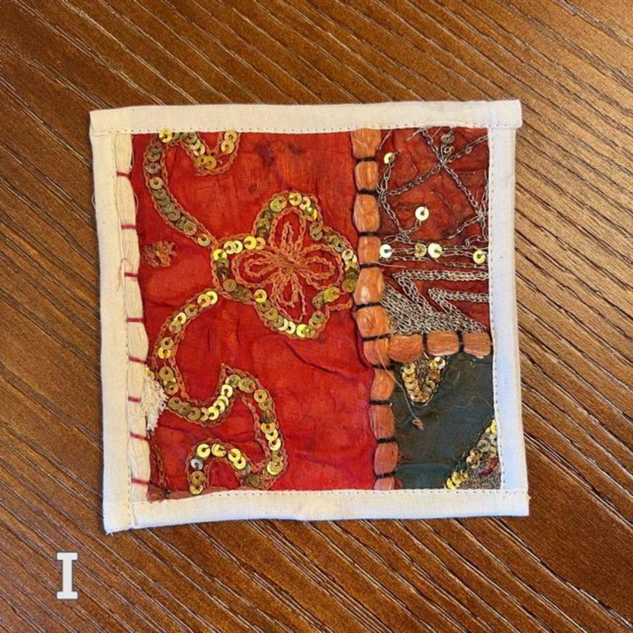 TOPANGA Kitchen India Vintage Sari Embroidery Coaster 20Type　インド　ヴィンテージサリー刺繍コースター　アソート　コットン　グラス　メール便可