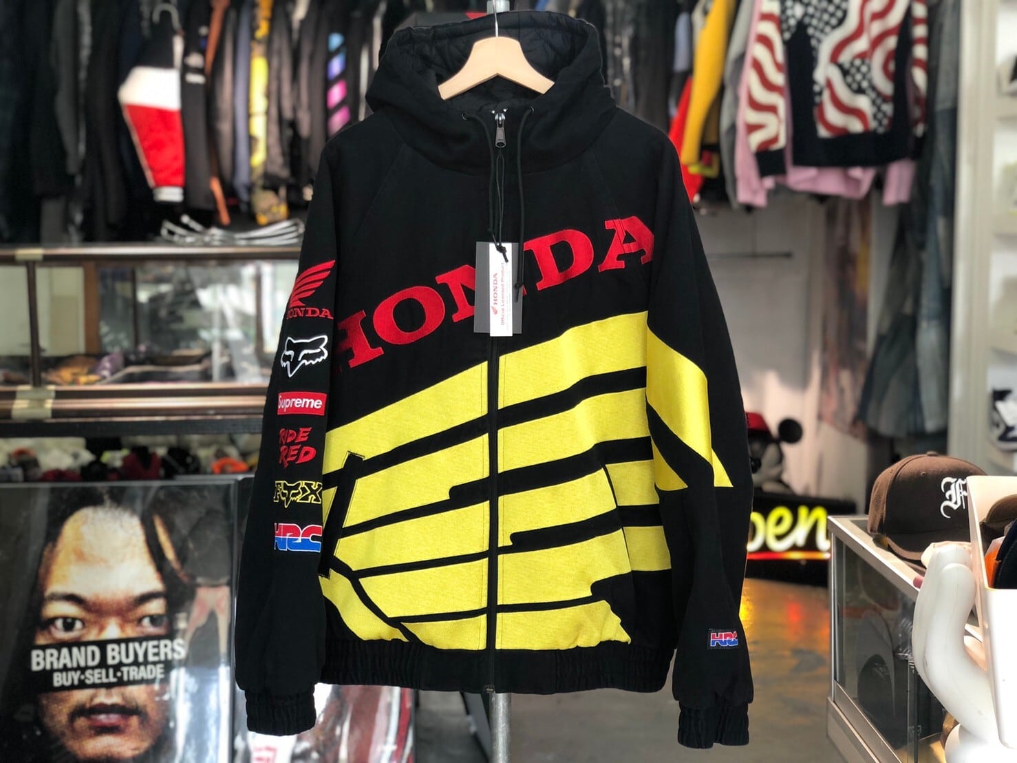Supreme 19AW HONDA FOX RACING PUFFY ZIP UP JACKET BLACK XL 