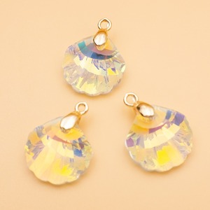 【H141-5.6】金具装着済みガラスペンダント シェル 2個