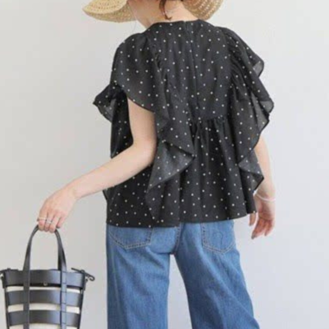フリルスリーブ ドット柄 ブラウス 全2色 00070