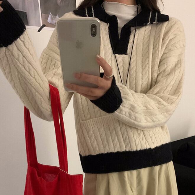 【tops】POLOネックニットセーター M25841