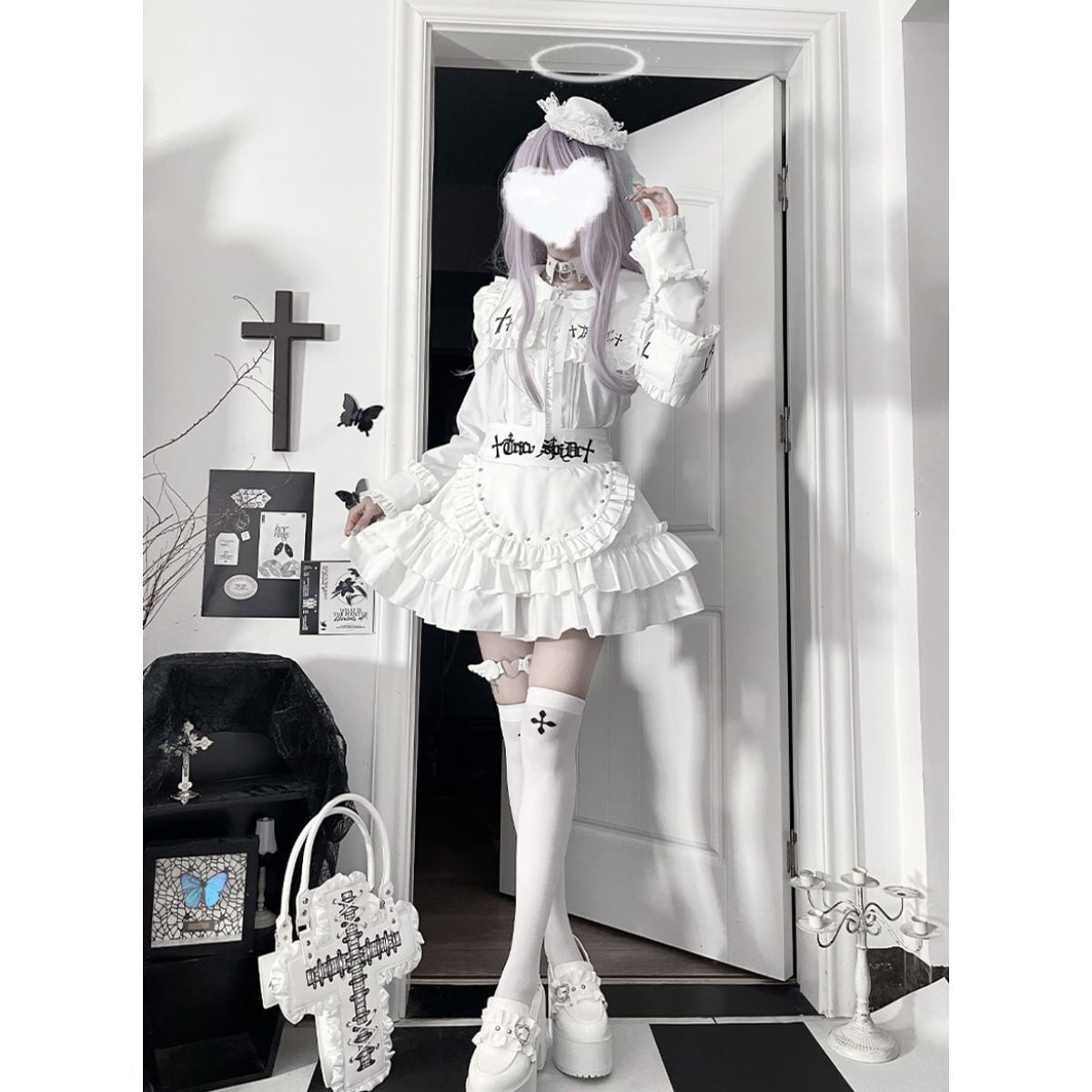 地雷系フリルエプロン付きセットアップ：スカート | Maiden's Rêve