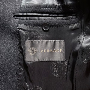 2011aw VERSACE two tone cashmere blend wool tailored coat