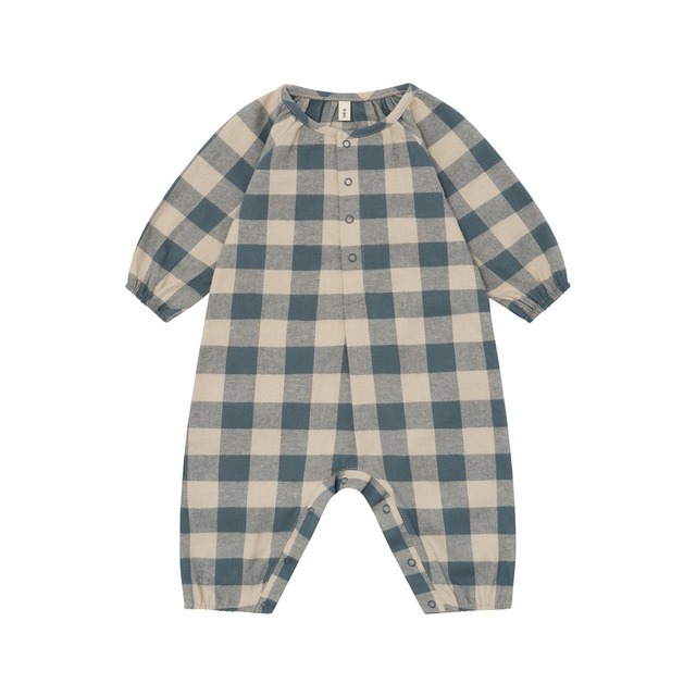 organic zoo / Fog Blue Gingham Onesie