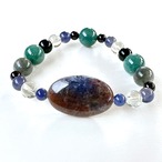 白龍浄化ブレスレット⭐︎ブラッドショットアイオライトトップ(オーバル) 一点物