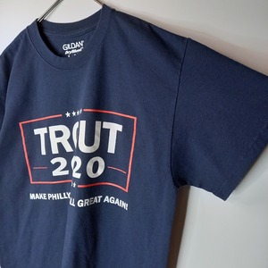 ギルダン　クルーネック　プリントTシャツ　半袖　ネイビー　M