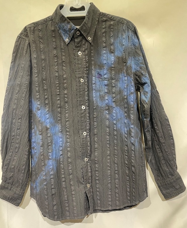 泥藍染メンズシャツ/長袖/M[ads602-111]送料無料