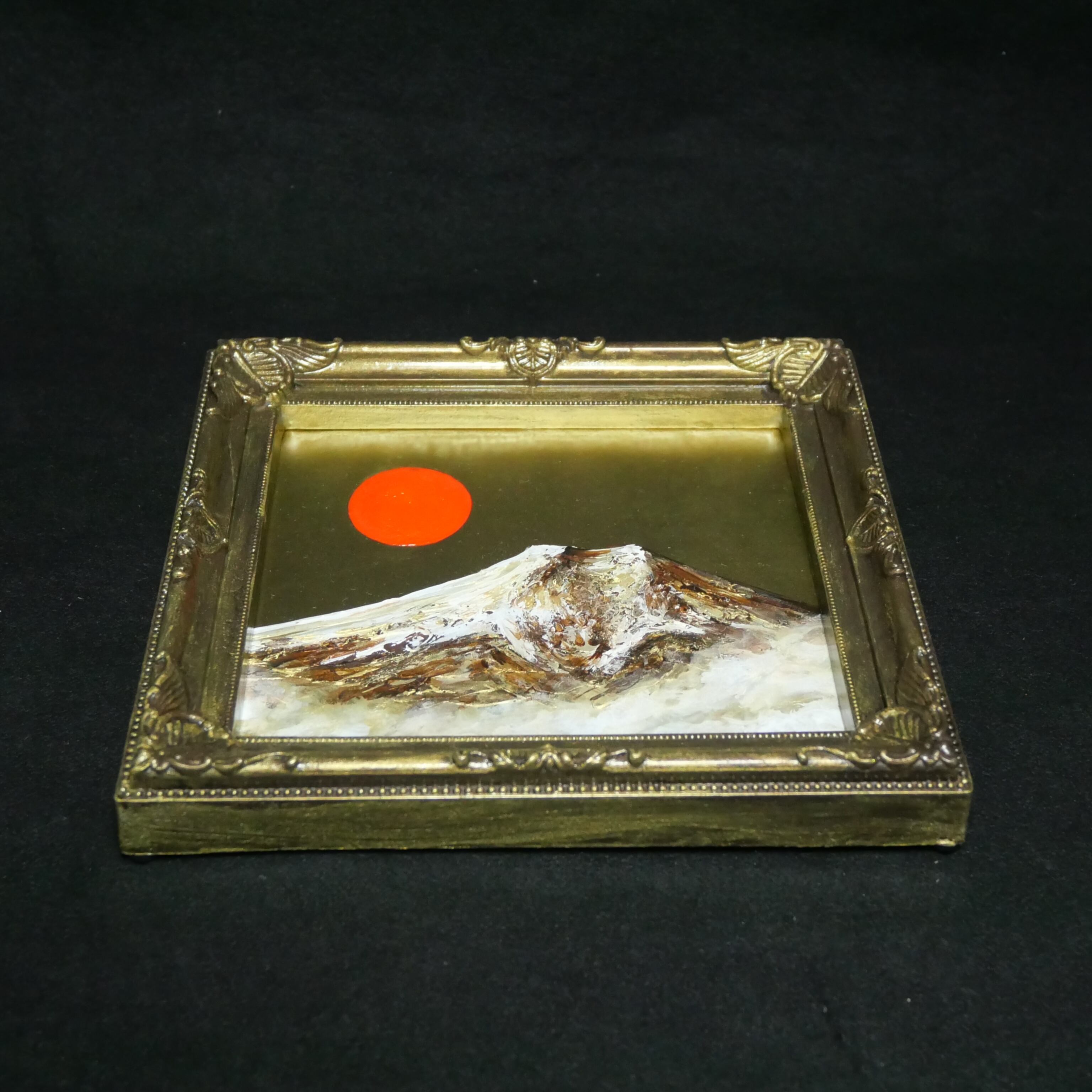 油絵 ミニ色紙絵画【黄金富士山】原画・一点物（インテリア